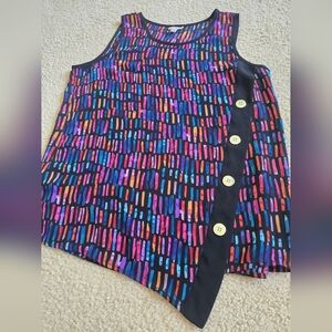 🌈 Spense Asymmetrical Faux Button Sleeveless Blouse Size Small Medium